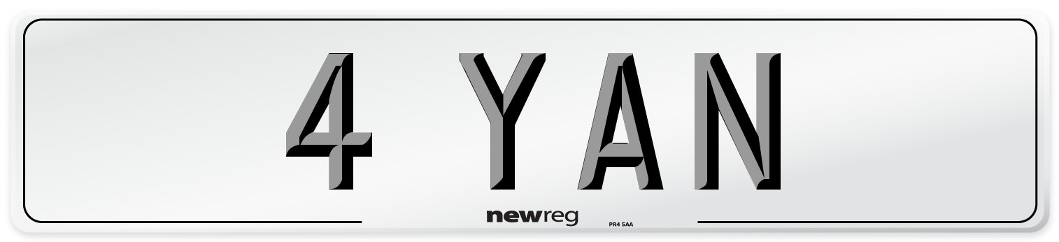 4 YAN Number Plate from New Reg